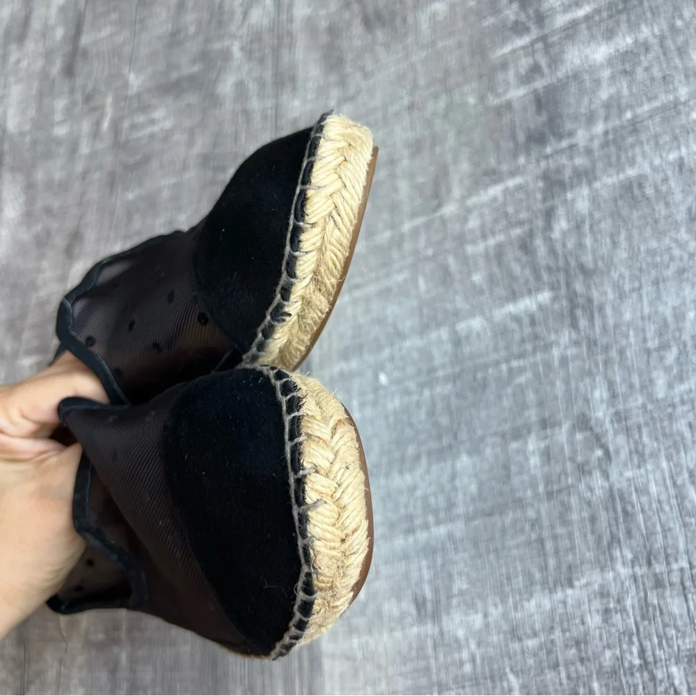 Zara Basic Womens Espadrilles Slip On Size 37 Black Solid Toe Netting Sides Comf